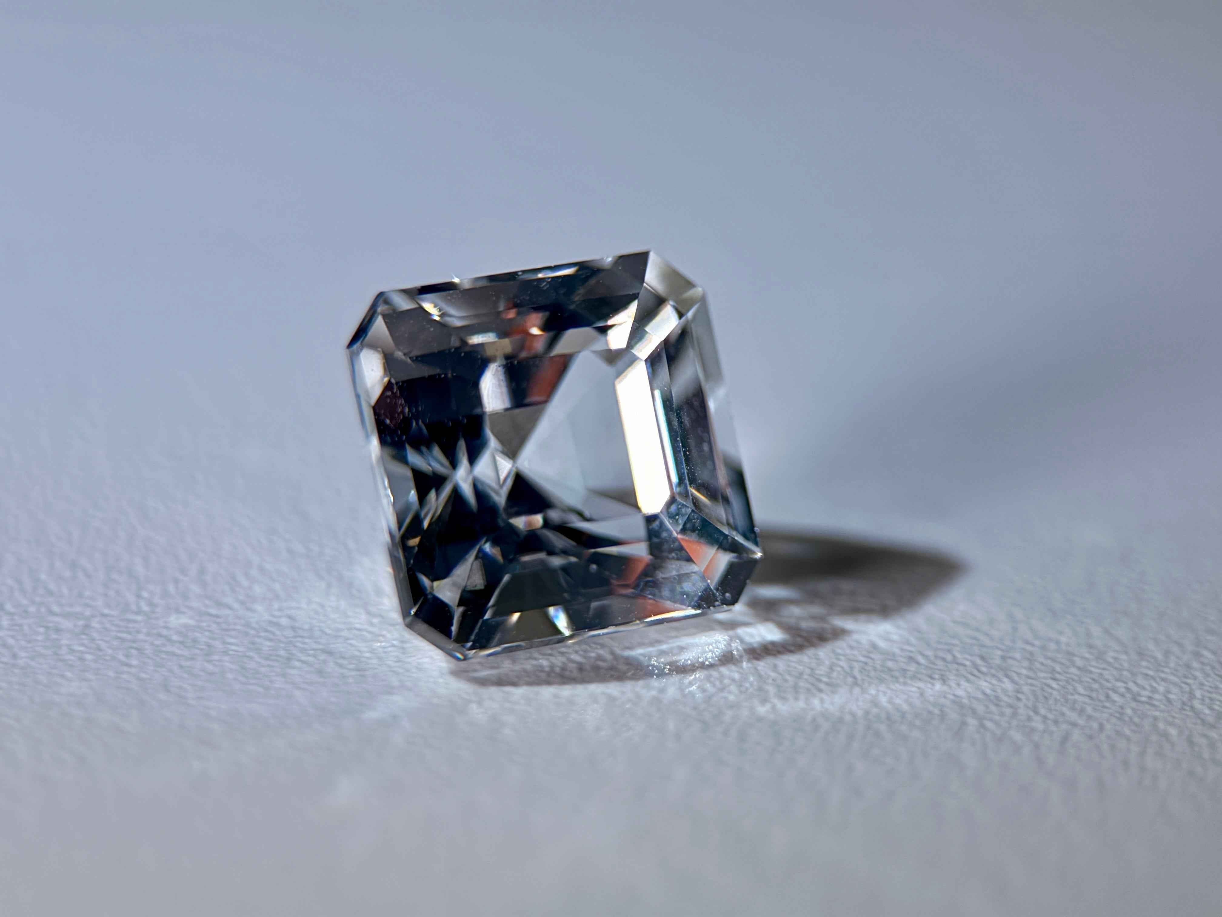 (6.03ct) Natural White Topaz | Eye-Clean Asscher Cut Square | Rare Unheated Sparkle (WAV21)