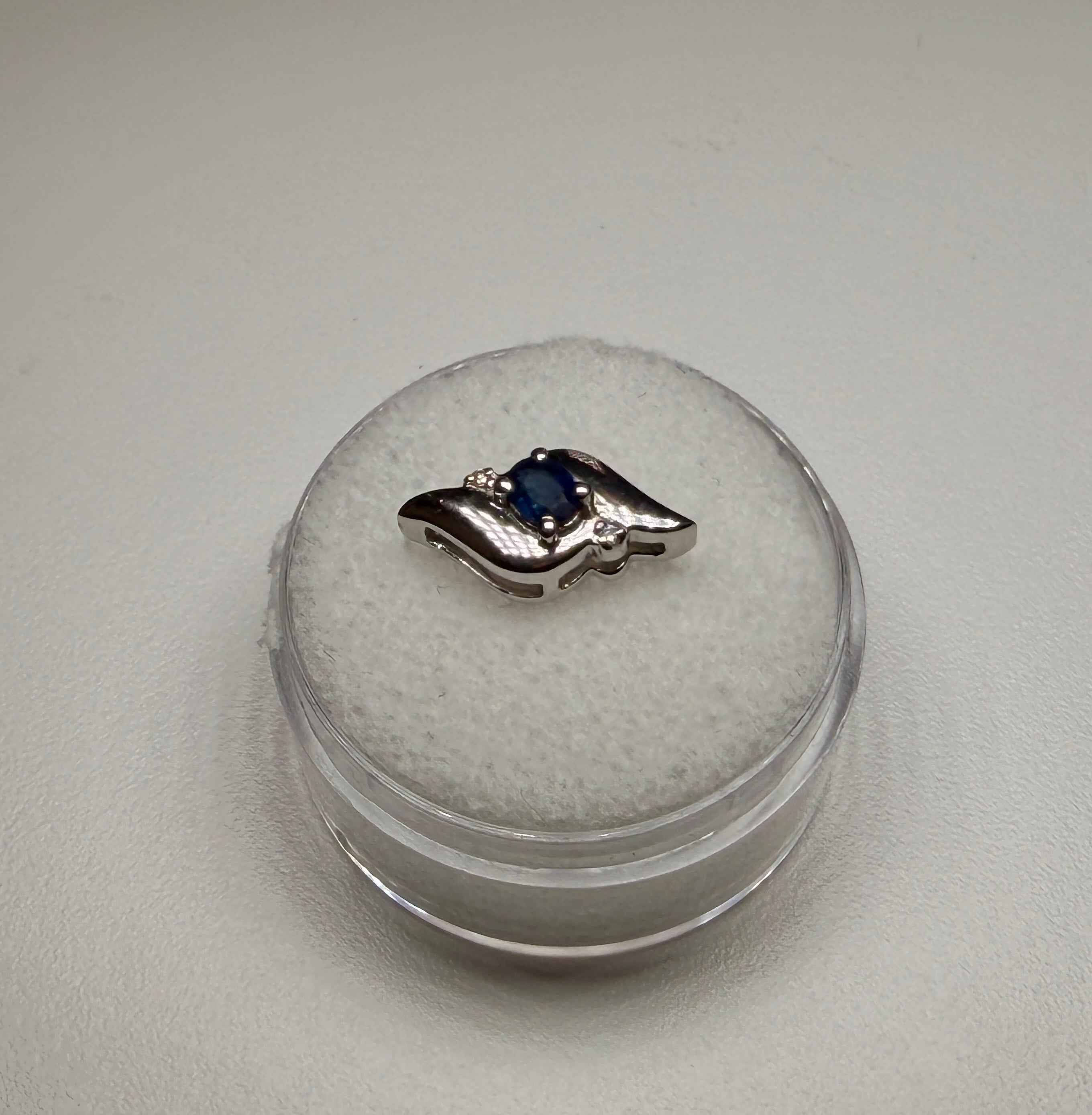 Shell Style Oval Sapphire and Diamond Pendant Only (.21 CT) (WAVJ7)
