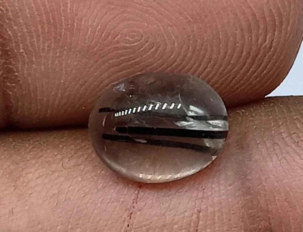 Natural Untreated Black Rutilated Quartz Cabochon Gemstone (2.40 Ct) (WAV5)