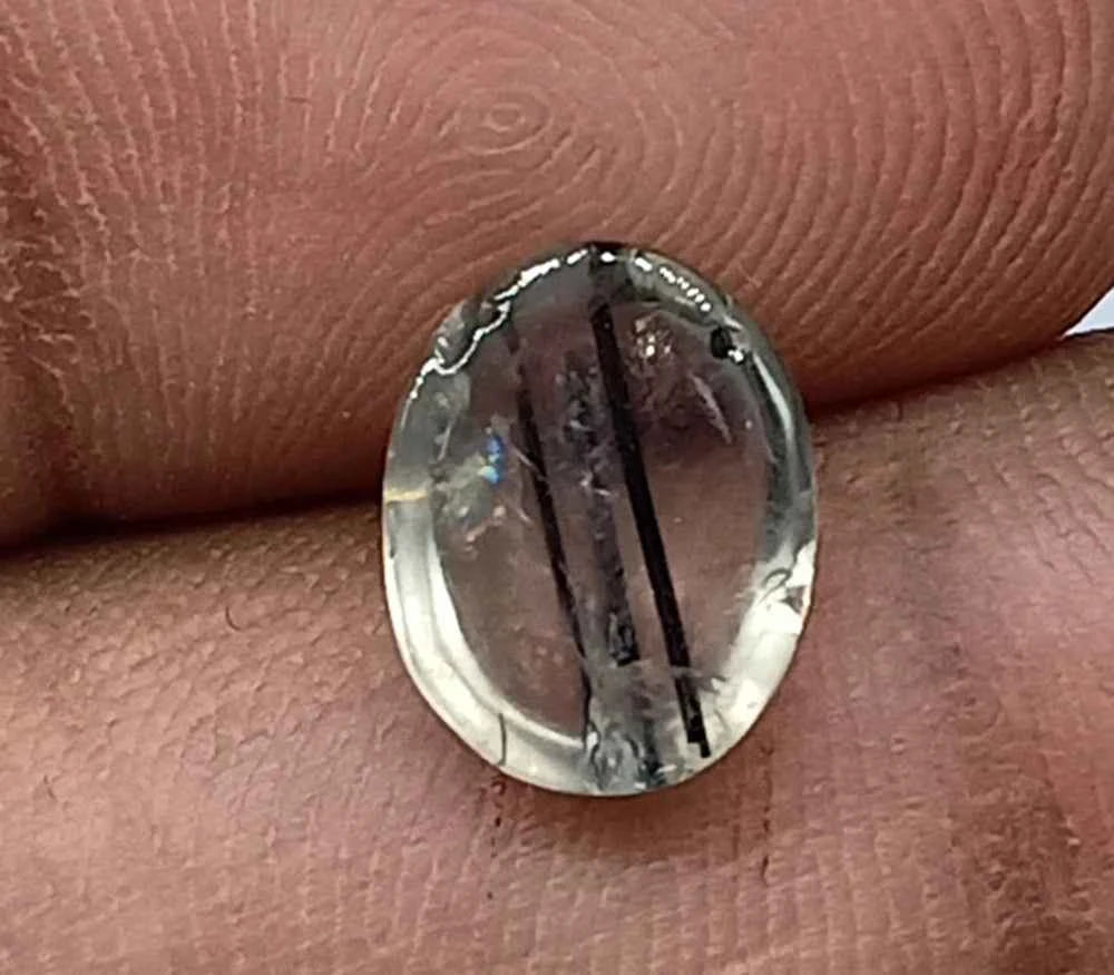 Natural Untreated Black Rutilated Quartz Cabochon Gemstone (2.40 Ct) (WAV5)