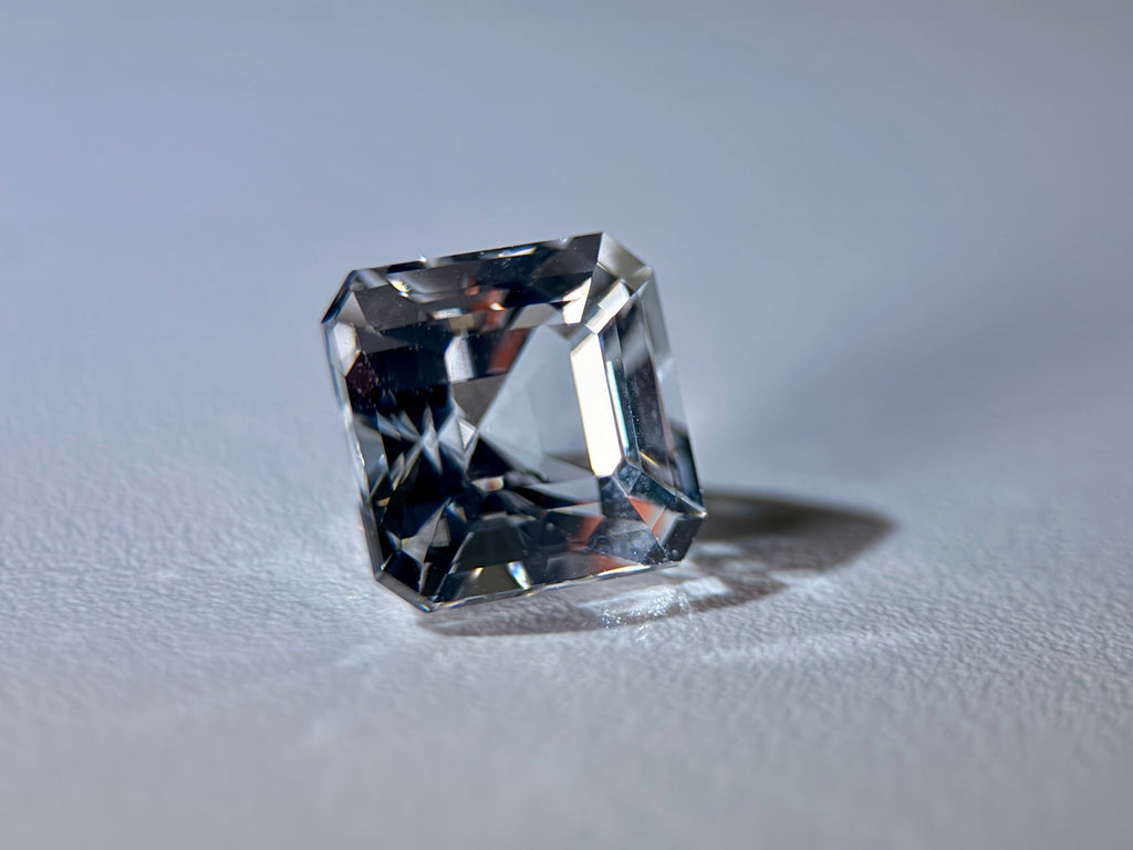 (6.03ct) Natural White Topaz | Eye-Clean Asscher Cut Square | Rare Unheated Sparkle (WAV21)