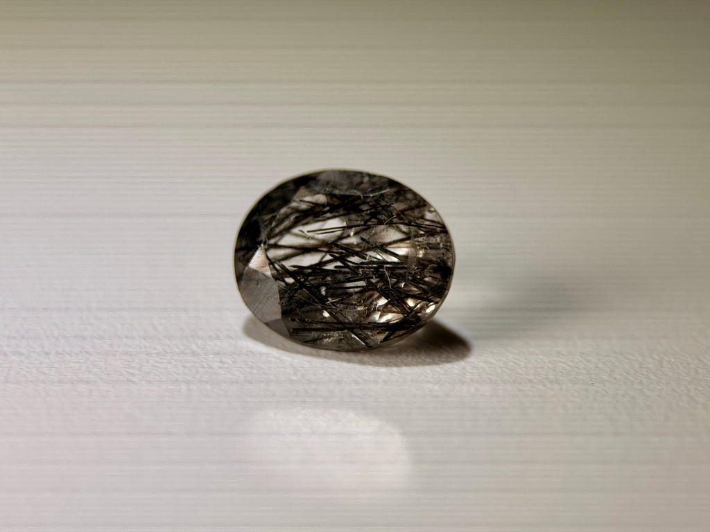 Natural Untreated Black Rutilated Quartz Faceted Gemstone (2.70 Ct) (WAV9)