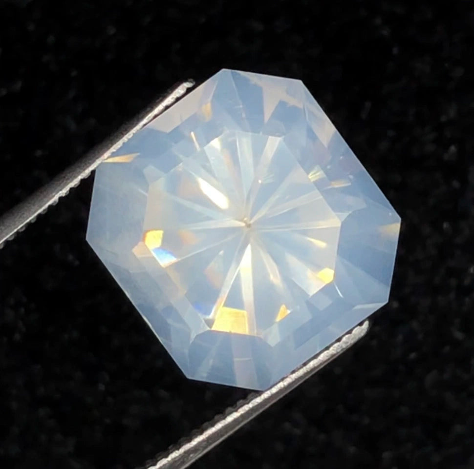 8.30ct Natural Milky Quartz - Custom Precision Cut - Ethereal "Cloud" White - Large Statement Gem (WAV83)