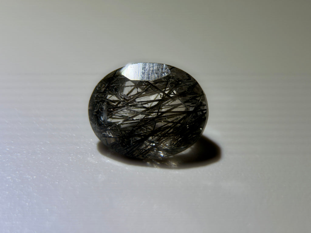 Natural Untreated Black Rutilated Quartz Faceted Gemstone (2.70 Ct) (WAV9)