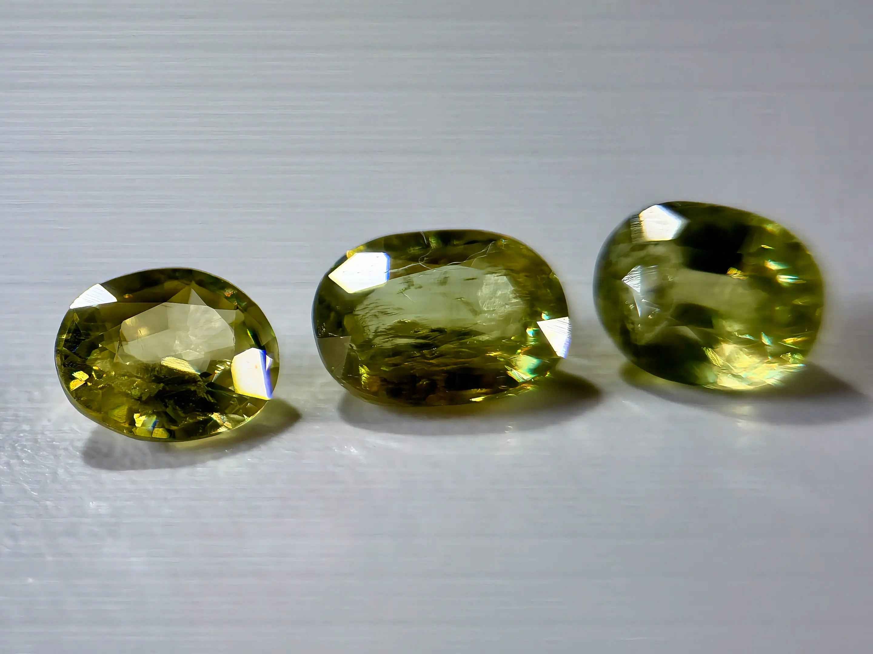 3-Piece Natural Sphene Suite - Matching Pair & Darker Statement Center - 2.44ct Total  (WAV49)