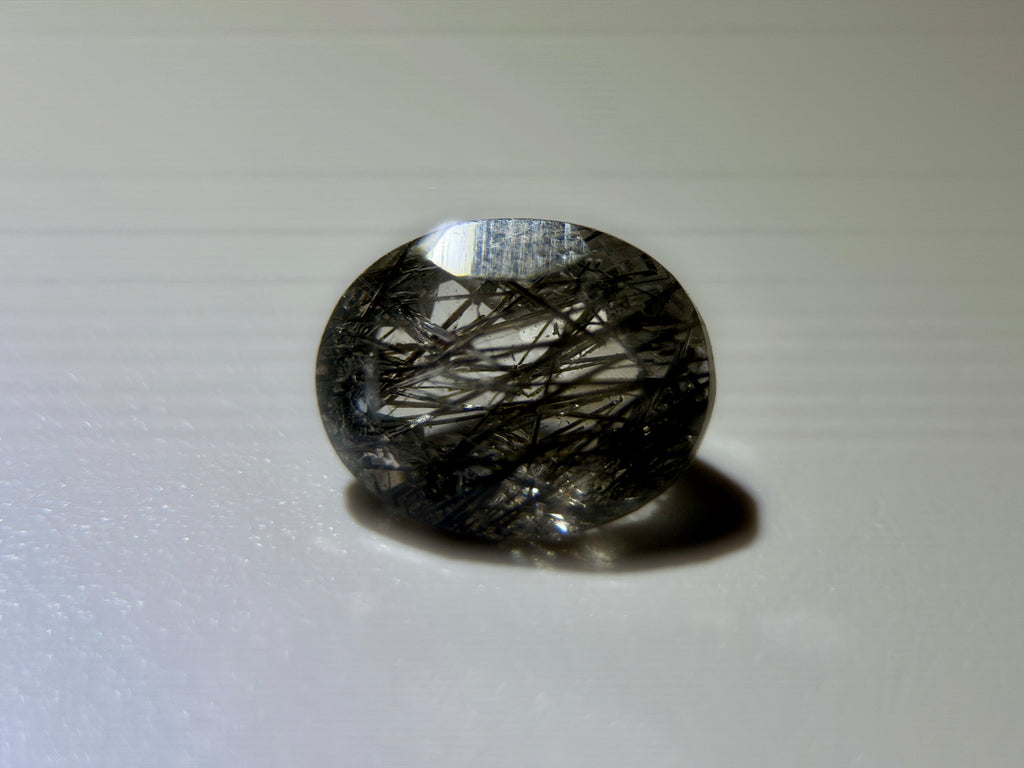 Natural Untreated Black Rutilated Quartz Faceted Gemstone (2.70 Ct) (WAV9)