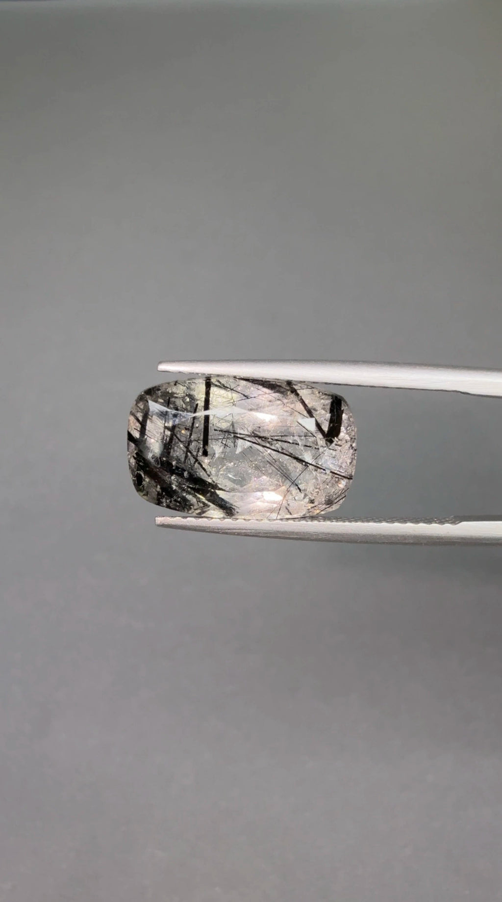 (8.50ct) Natural Tourmalinated Quartz - Precision Cushion Cut - 15mm Statement Gemstone (WAV38)