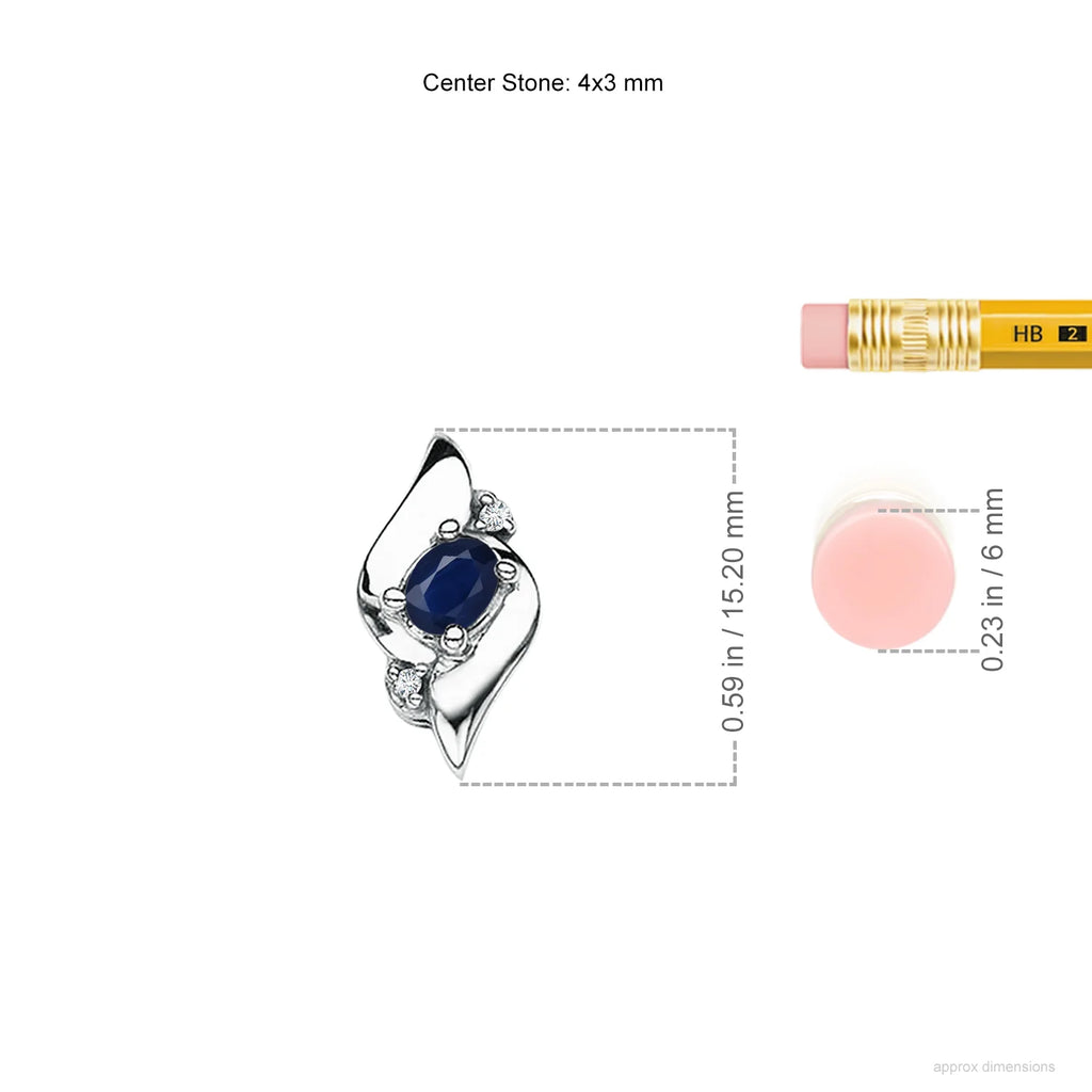 Shell Style Oval Sapphire and Diamond Pendant Only (.21 CT) (WAVJ7)