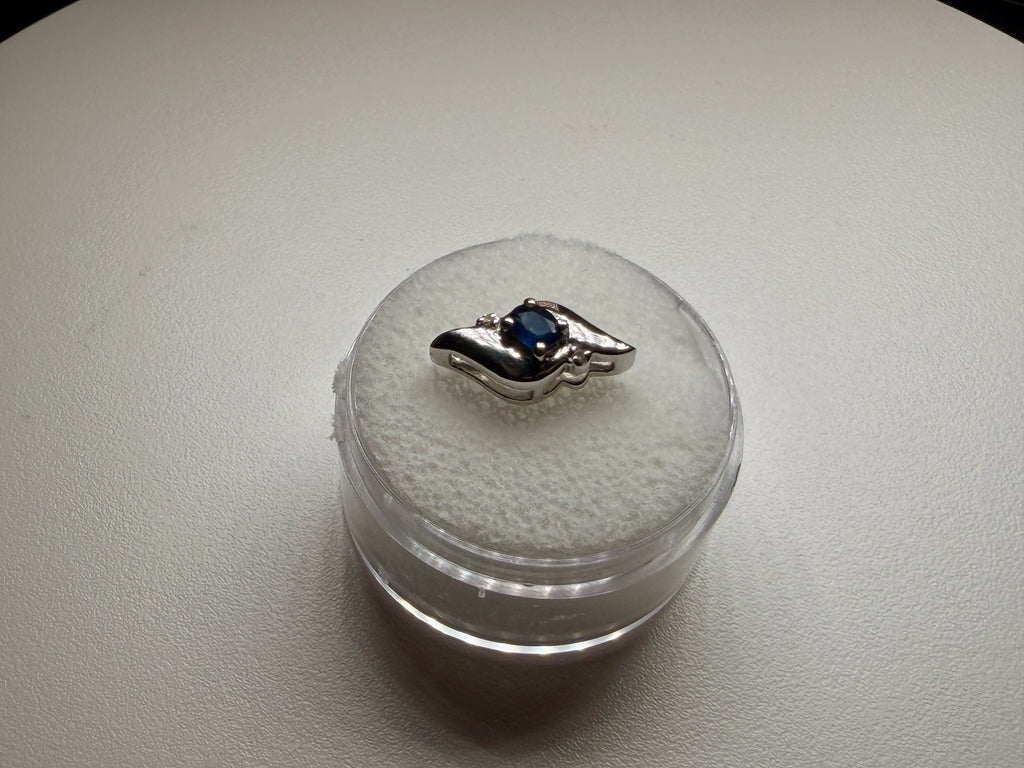 Shell Style Oval Sapphire and Diamond Pendant Only (.21 CT) (WAVJ7)