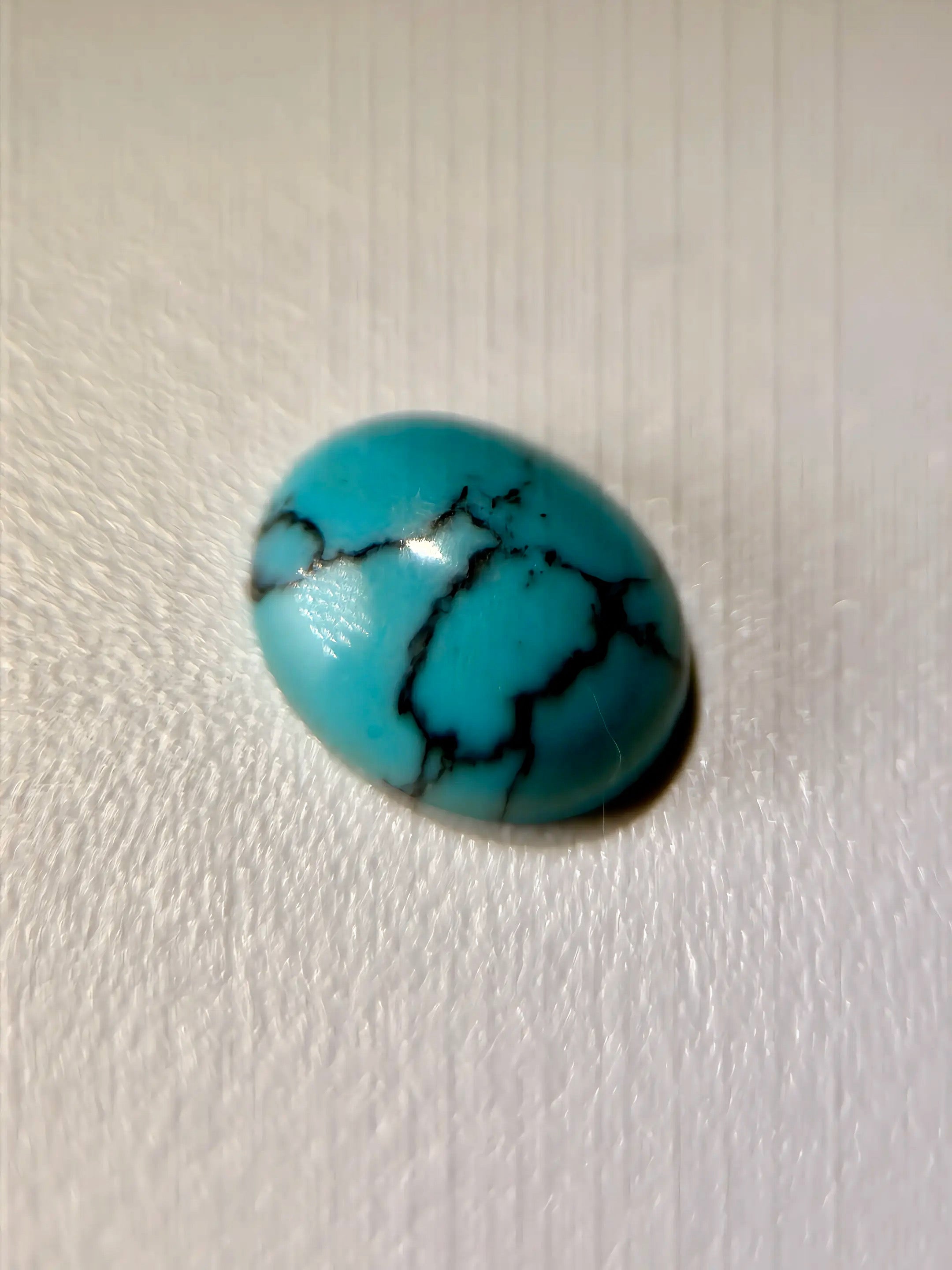 (1.77ct) Natural Egyptian Turquoise - Rare Sinai Peninsula Source - Untreated Oval Cabochon (WAV36)