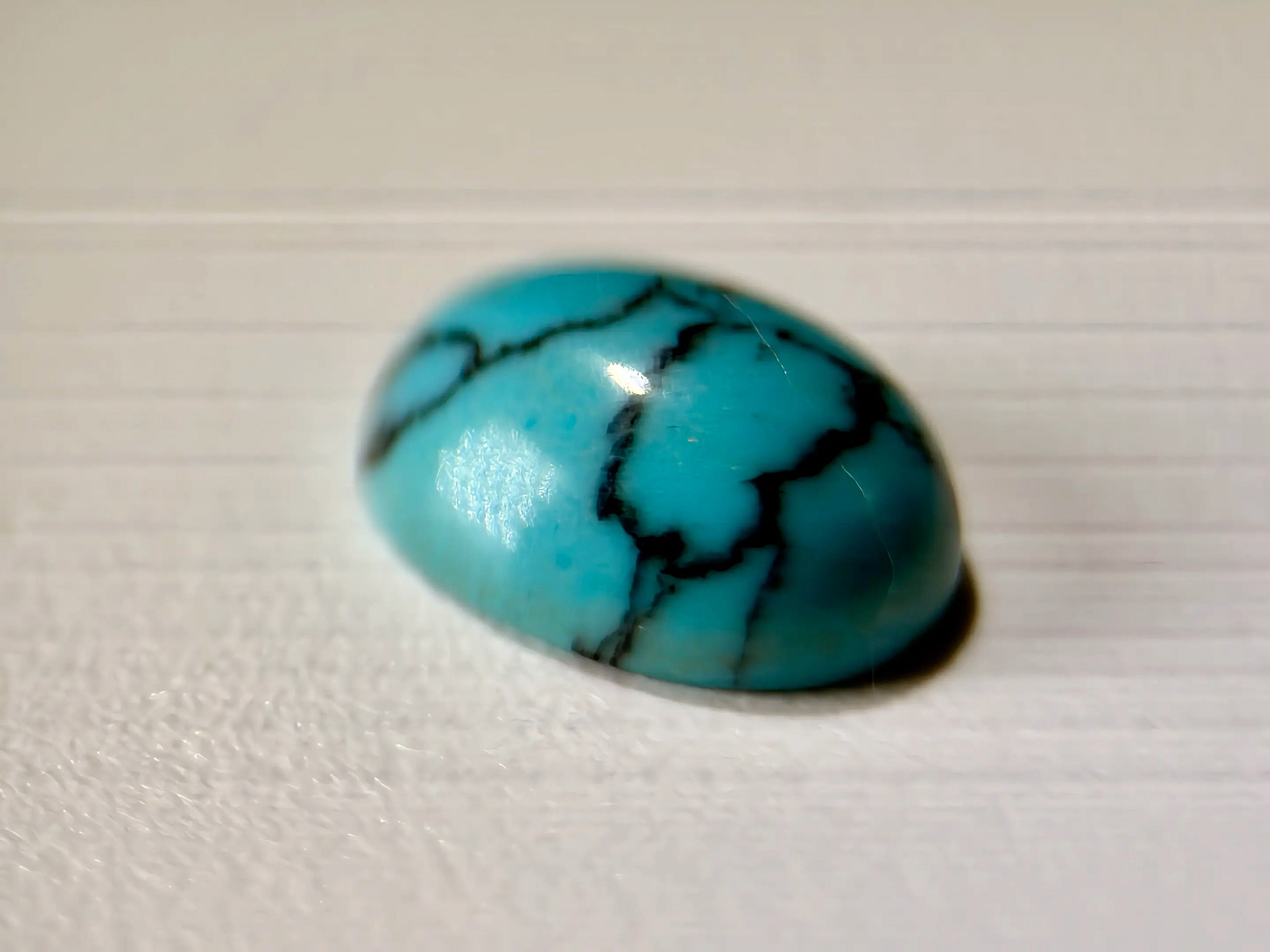 (1.77ct) Natural Egyptian Turquoise - Rare Sinai Peninsula Source - Untreated Oval Cabochon (WAV36)