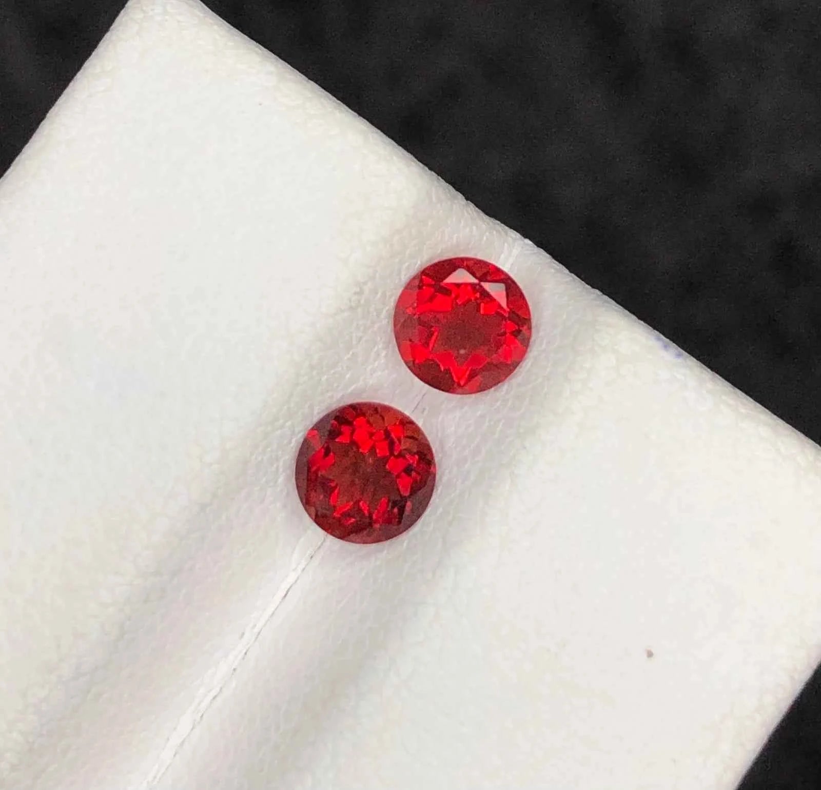 Matching Pair: (0.92ctw) Natural Red Andesine Feldspar - Rare Congolese Source - Oval Cut (WAV55)