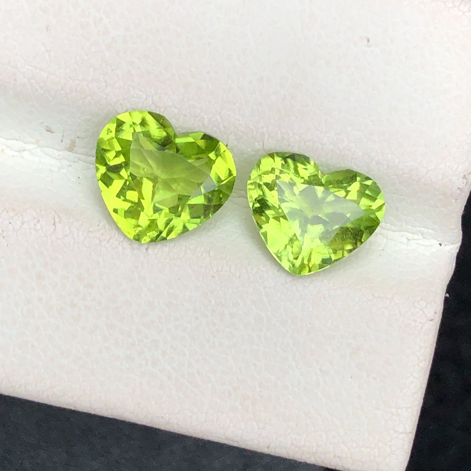 3.46ctw Natural Green Peridot Matching Pair - Rare Heart Shape - Afghan Origin (WAV70)