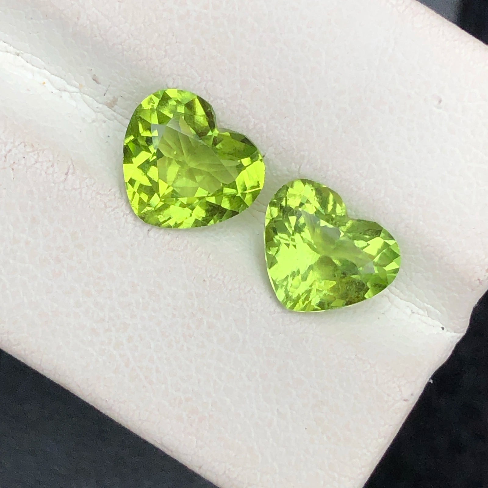 3.46ctw Natural Green Peridot Matching Pair - Rare Heart Shape - Afghan Origin (WAV70)