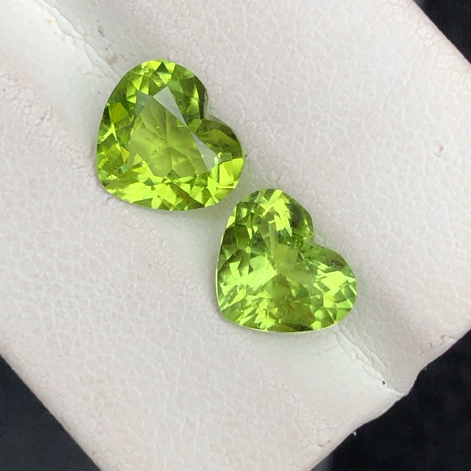 3.46ctw Natural Green Peridot Matching Pair - Rare Heart Shape - Afghan Origin (WAV70)