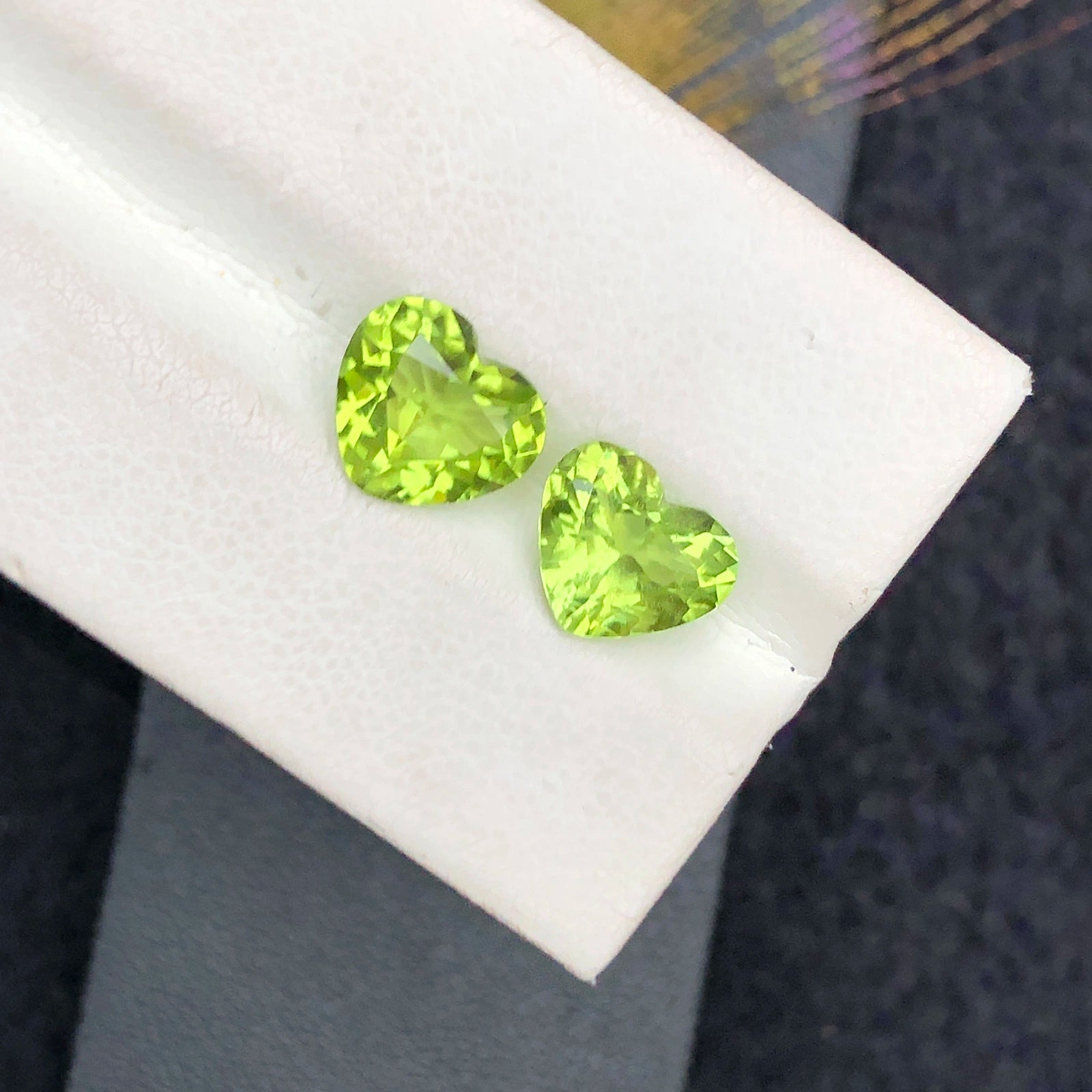 3.46ctw Natural Green Peridot Matching Pair - Rare Heart Shape - Afghan Origin (WAV70)