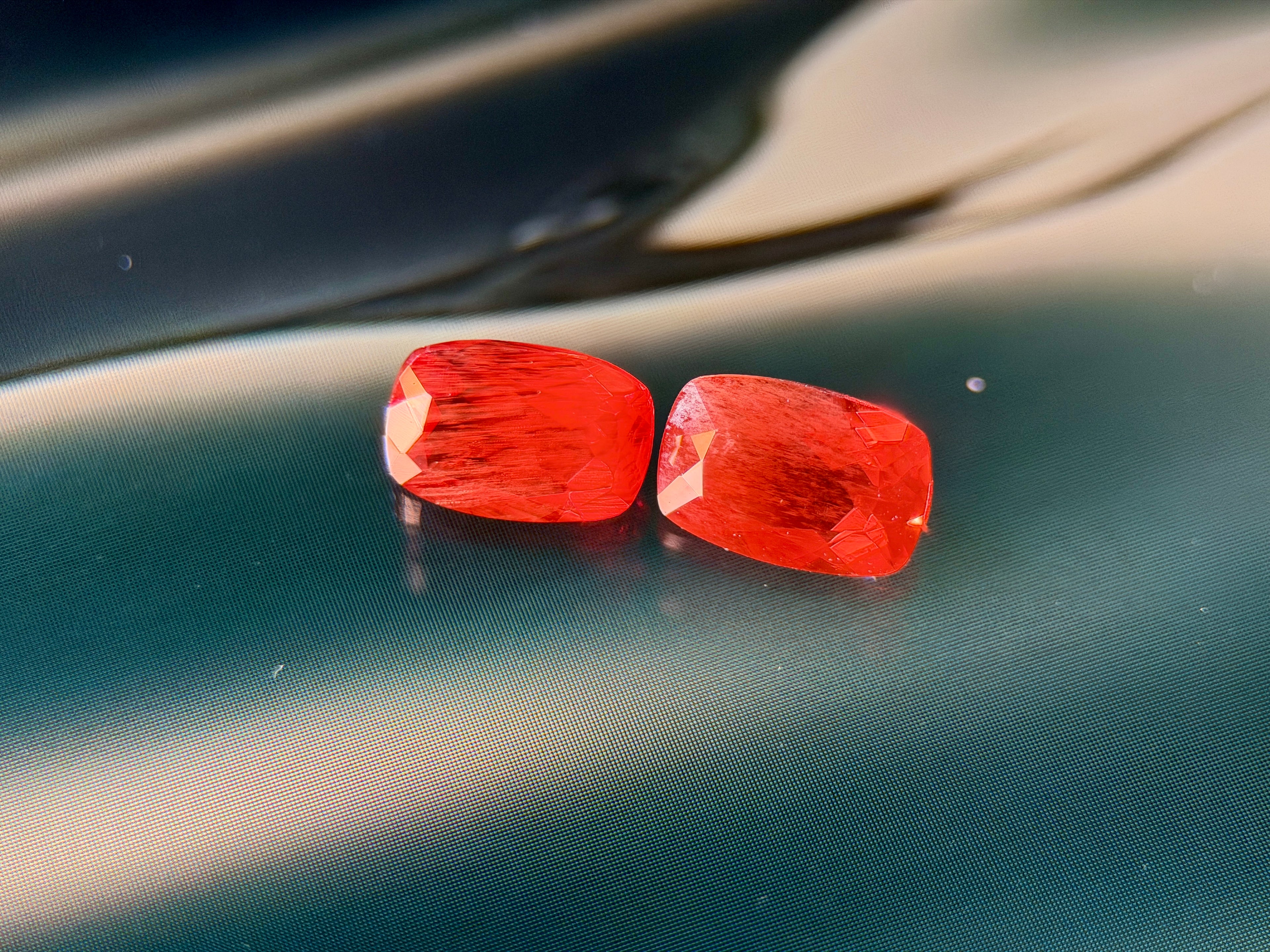 Matching Pair: (0.96ctw) Natural Red Andesine Feldspar - Rare Congolese Gems - Oval Cut (WAV52)