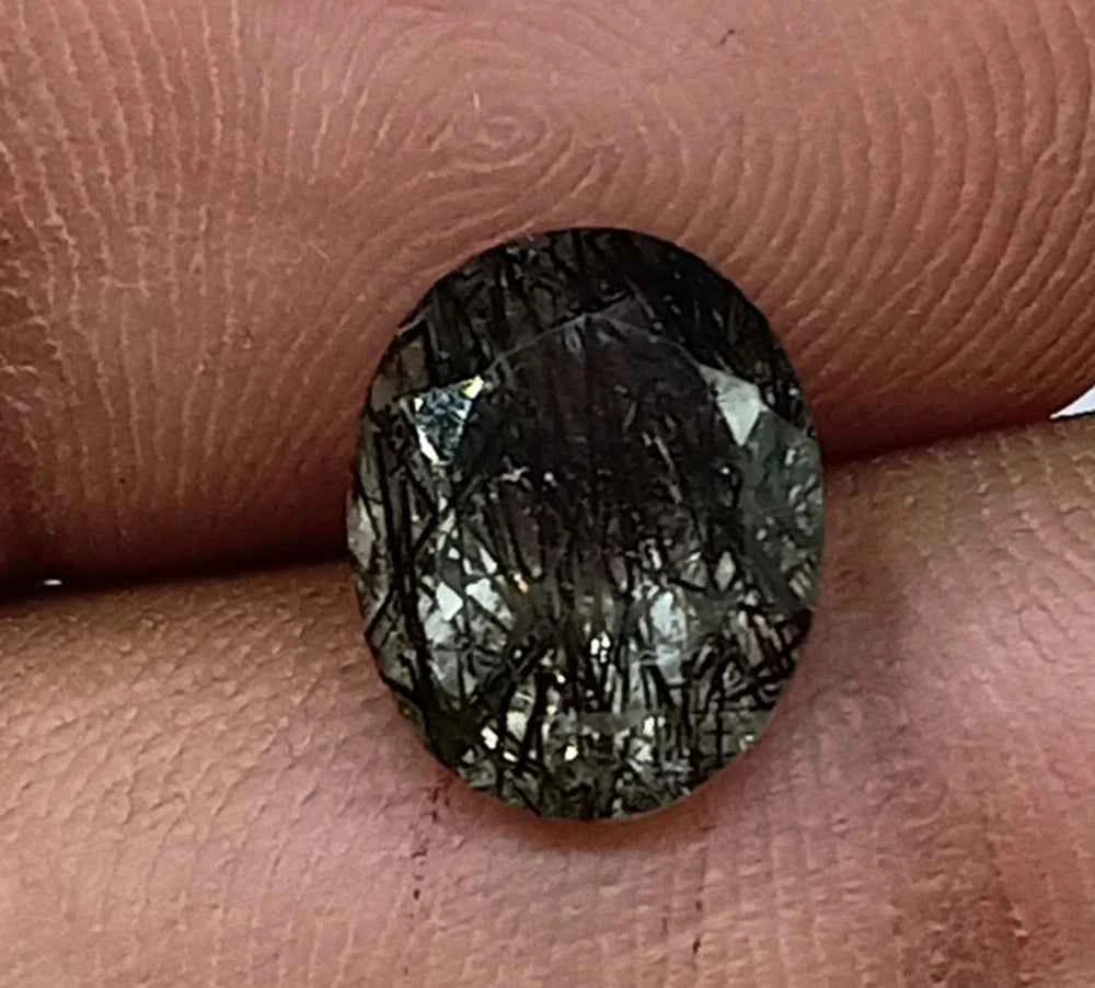Natural Untreated Black Rutilated Quartz Faceted Gemstone (2.70 Ct) (WAV9)