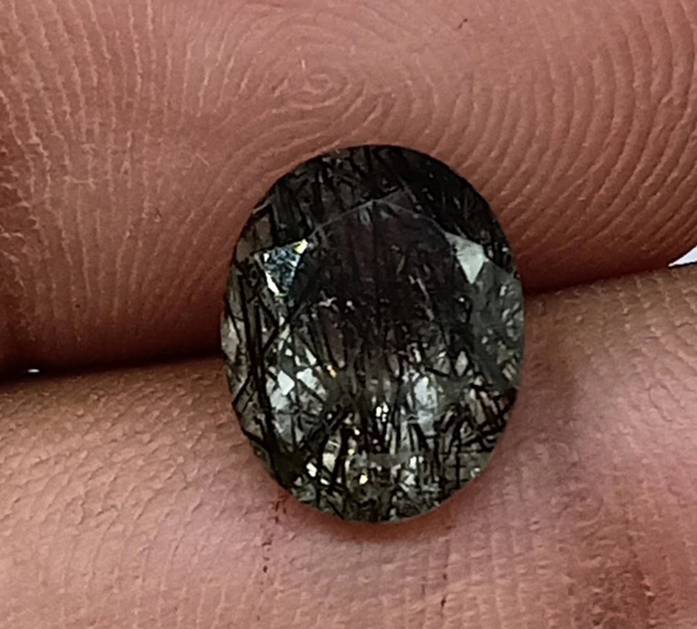 Natural Untreated Black Rutilated Quartz Faceted Gemstone (2.70 Ct) (WAV9)