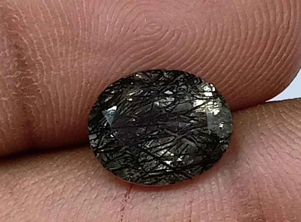 Natural Untreated Black Rutilated Quartz Faceted Gemstone (2.70 Ct) (WAV9)