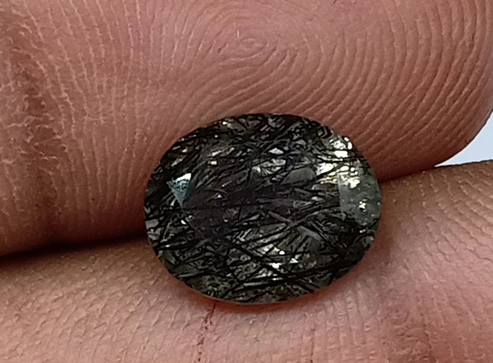 Natural Untreated Black Rutilated Quartz Faceted Gemstone (2.70 Ct) (WAV9)