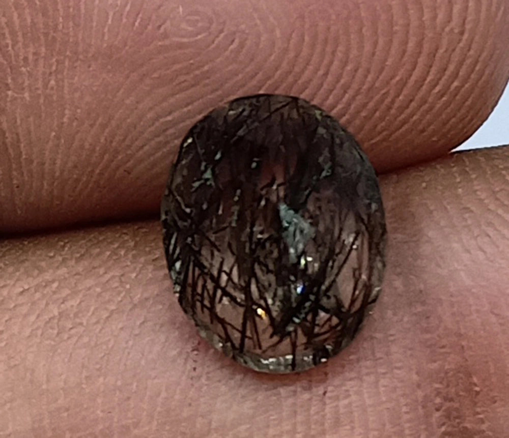 Natural Untreated Black Rutilated Quartz Faceted Gemstone (2.70 Ct) (WAV9)