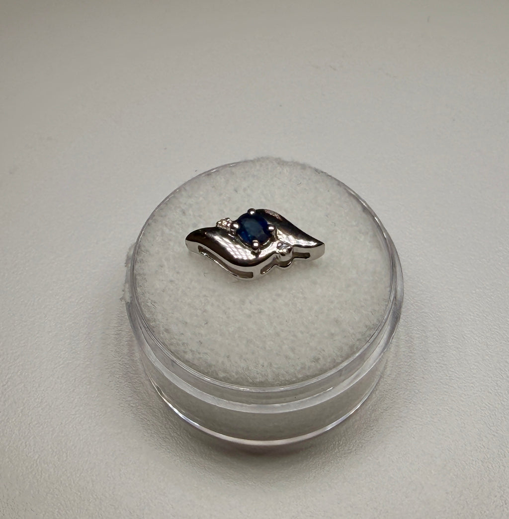 Shell Style Oval Sapphire and Diamond Pendant Only (.21 CT) (WAVJ7)