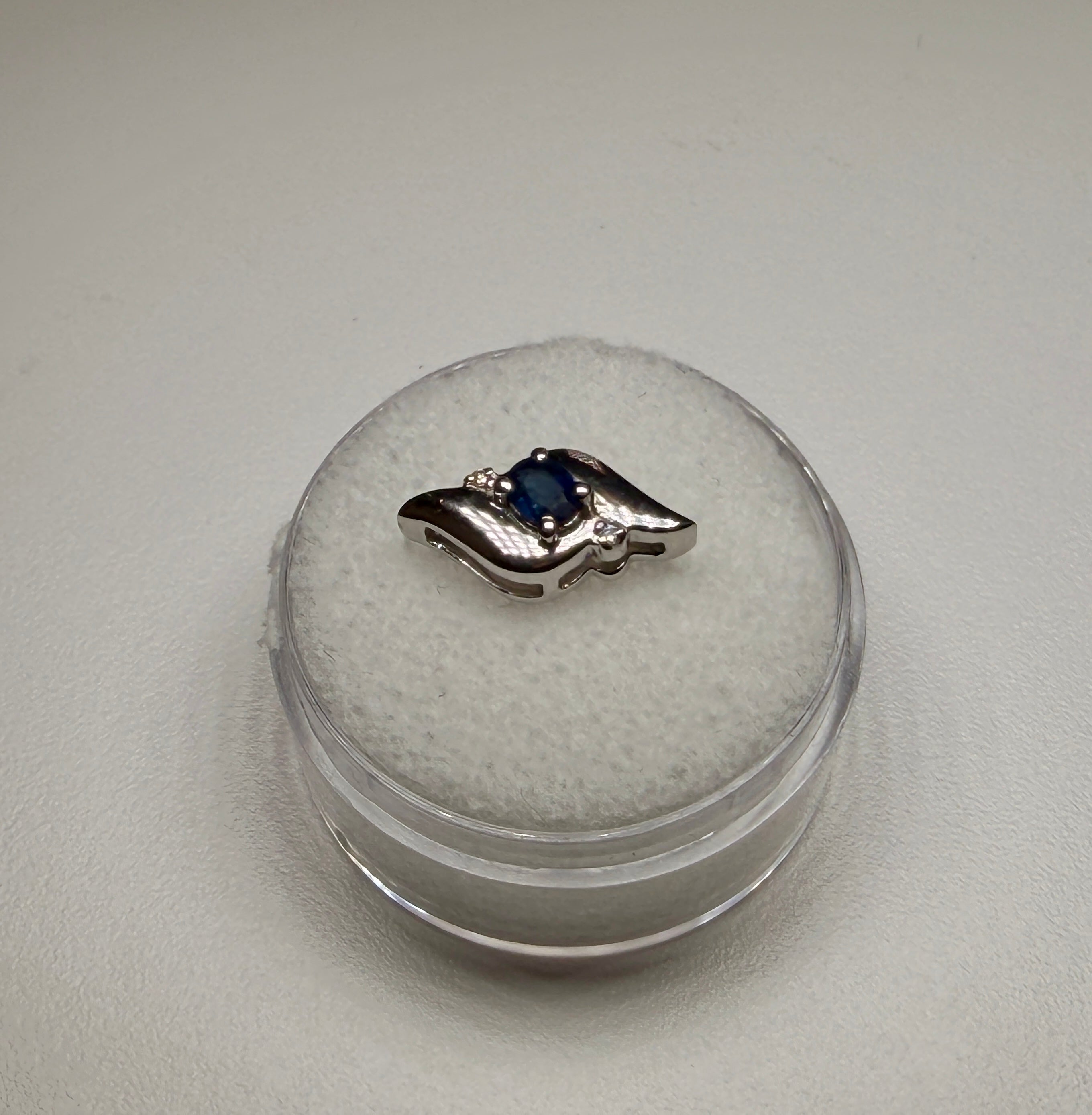 Shell Style Oval Sapphire and Diamond Pendant Only (.21 CT) (WAVJ7)