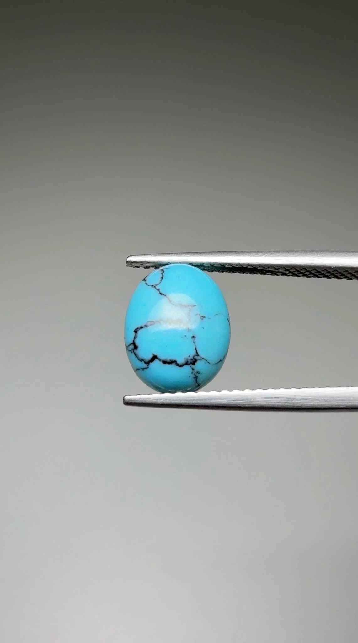 (1.77ct) Natural Egyptian Turquoise - Rare Sinai Peninsula Source - Untreated Oval Cabochon (WAV36)