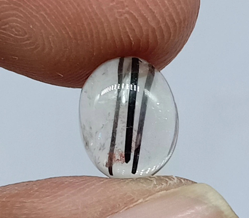 Natural Untreated Black Rutilated Quartz Cabochon Gemstone (2.40 Ct) (WAV5)