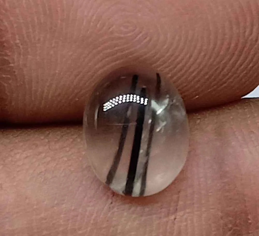 Natural Untreated Black Rutilated Quartz Cabochon Gemstone (2.40 Ct) (WAV5)