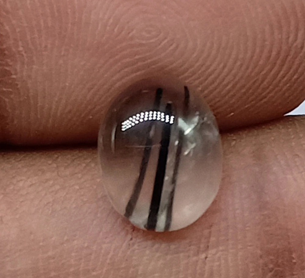 Natural Untreated Black Rutilated Quartz Cabochon Gemstone (2.40 Ct) (WAV5)