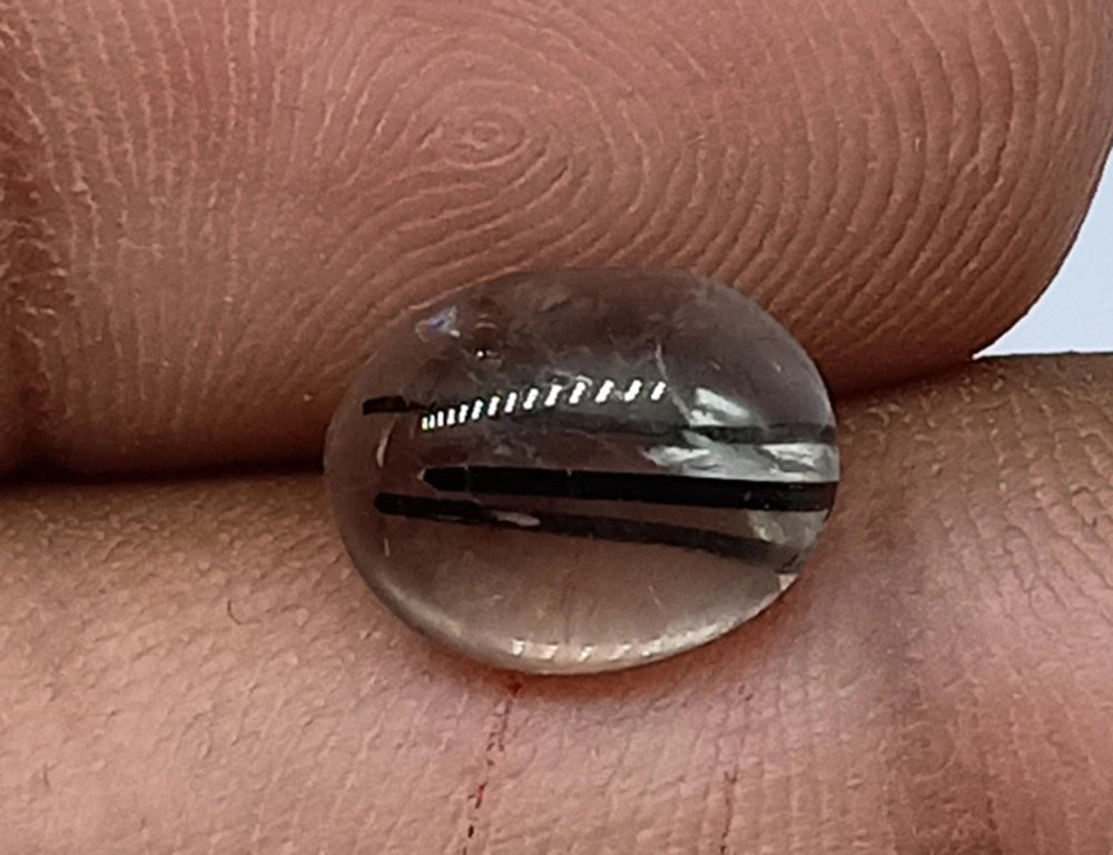 Natural Untreated Black Rutilated Quartz Cabochon Gemstone (2.40 Ct) (WAV5)