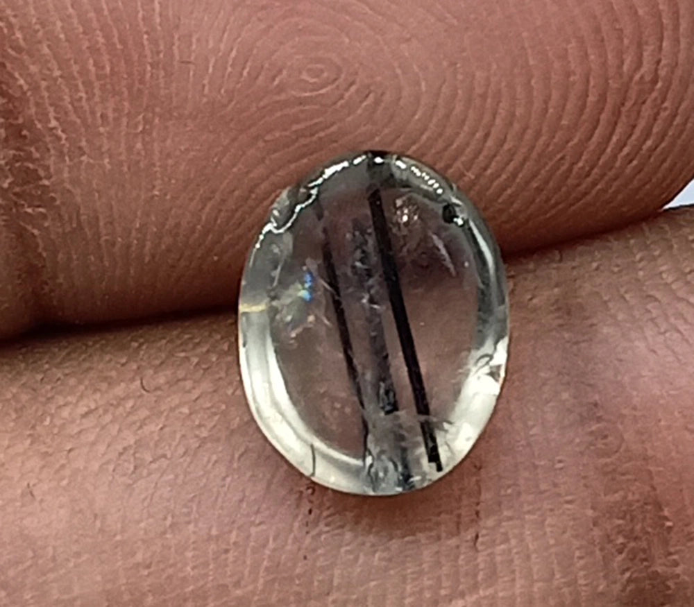 Natural Untreated Black Rutilated Quartz Cabochon Gemstone (2.40 Ct) (WAV5)