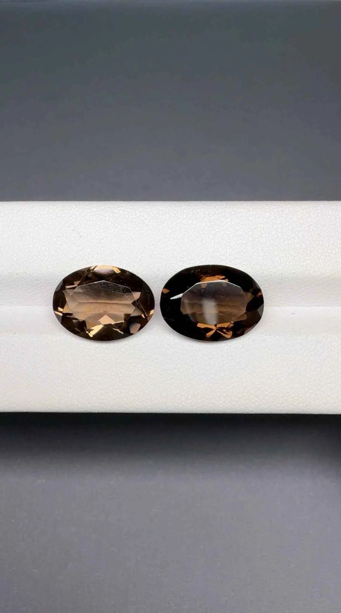 (15.46ct) Natural Smoky Quartz Pair - Earth-Mined untreated Gems (WAV34)