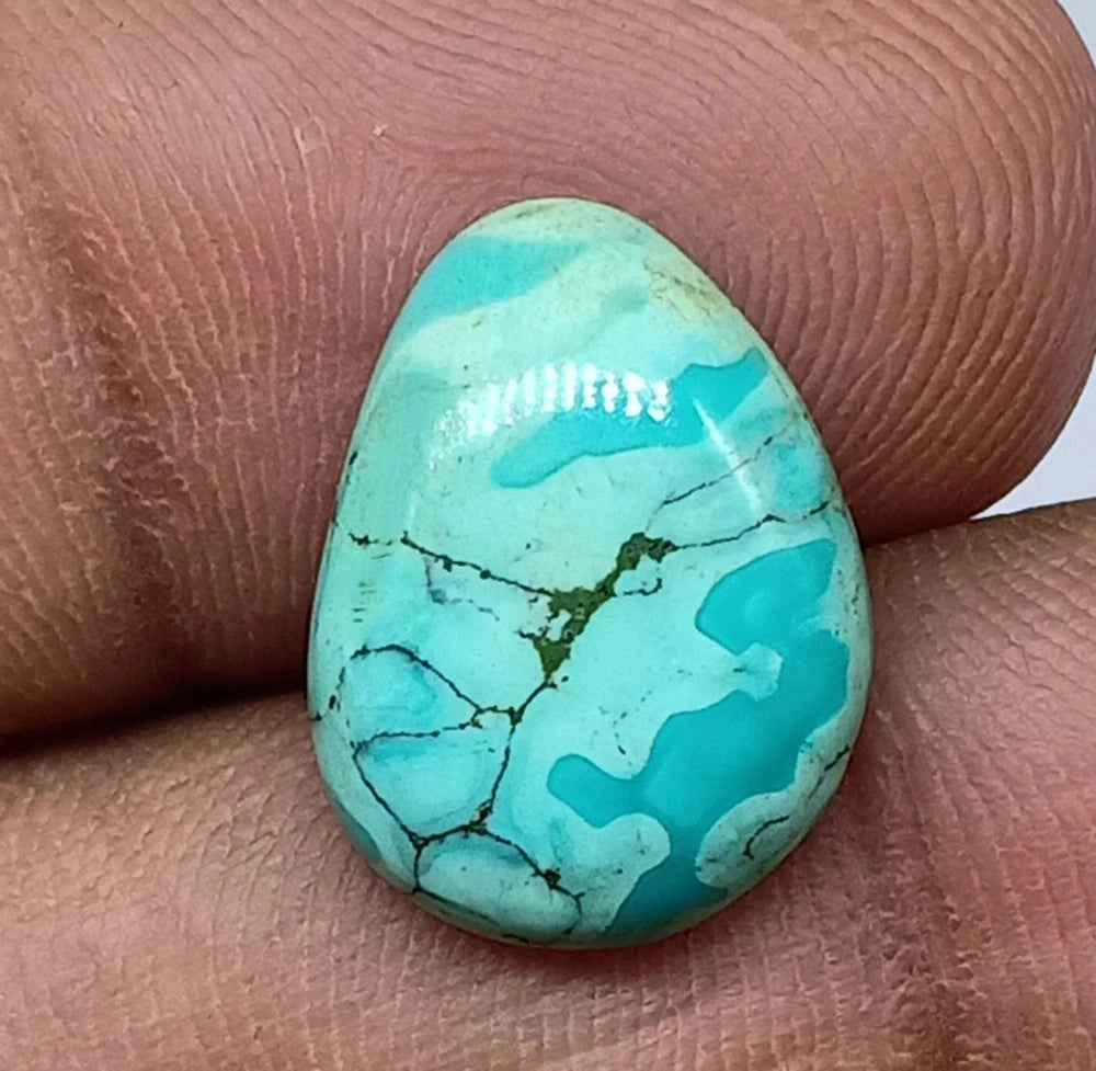 Natural Untreated Tibetian Turquoise Cabochon (6 Ct) (WAV6)