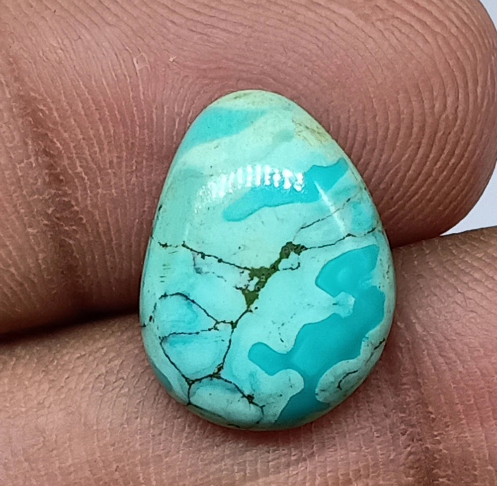 Natural Untreated Tibetian Turquoise Cabochon (6 Ct) (WAV6)