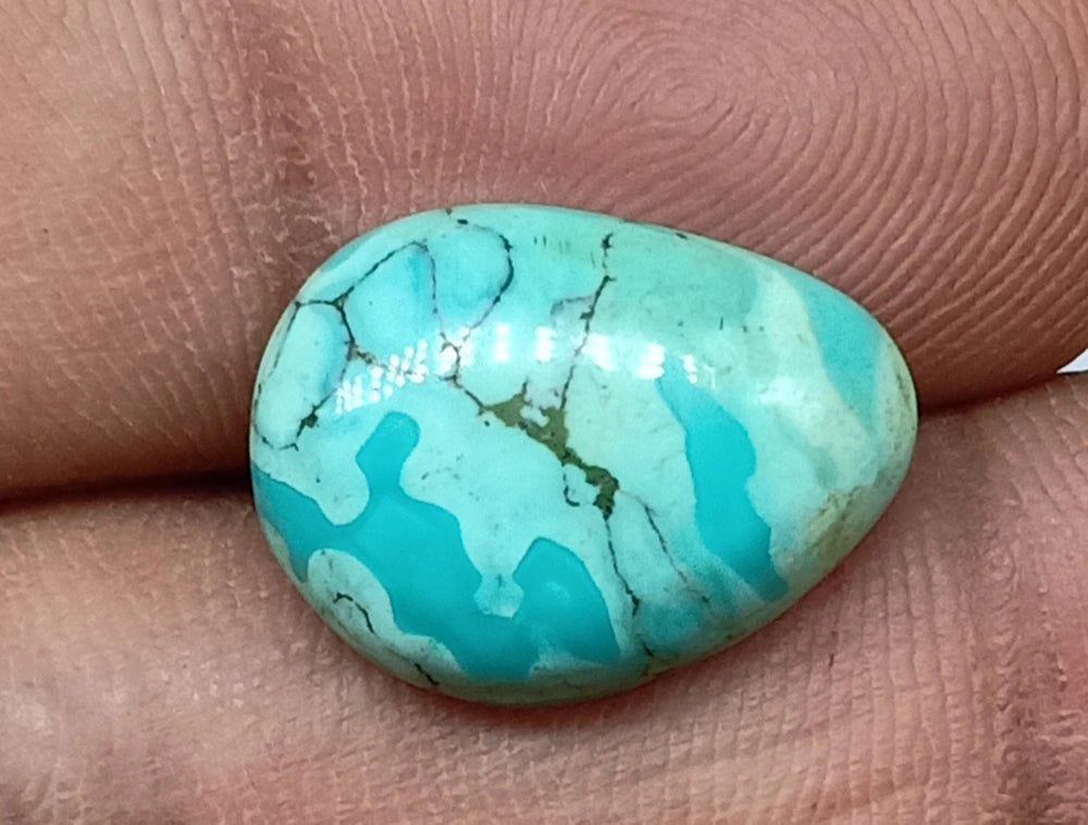 Natural Untreated Tibetian Turquoise Cabochon (6 Ct) (WAV6)
