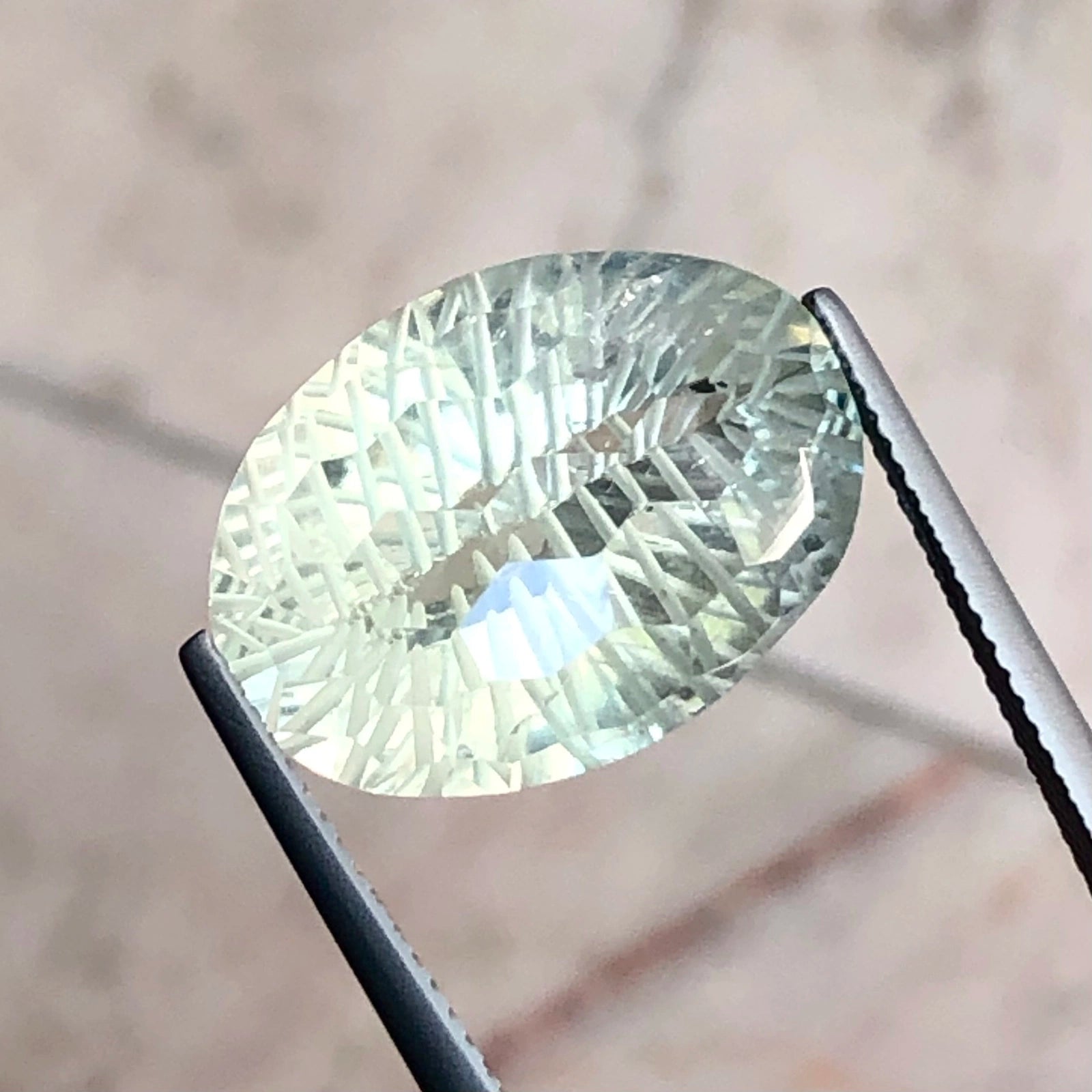16.40ct Natural Prasiolite (Green Amethyst) - Custom Leaf Precision Cut - VS+ Clarity (WAV77)