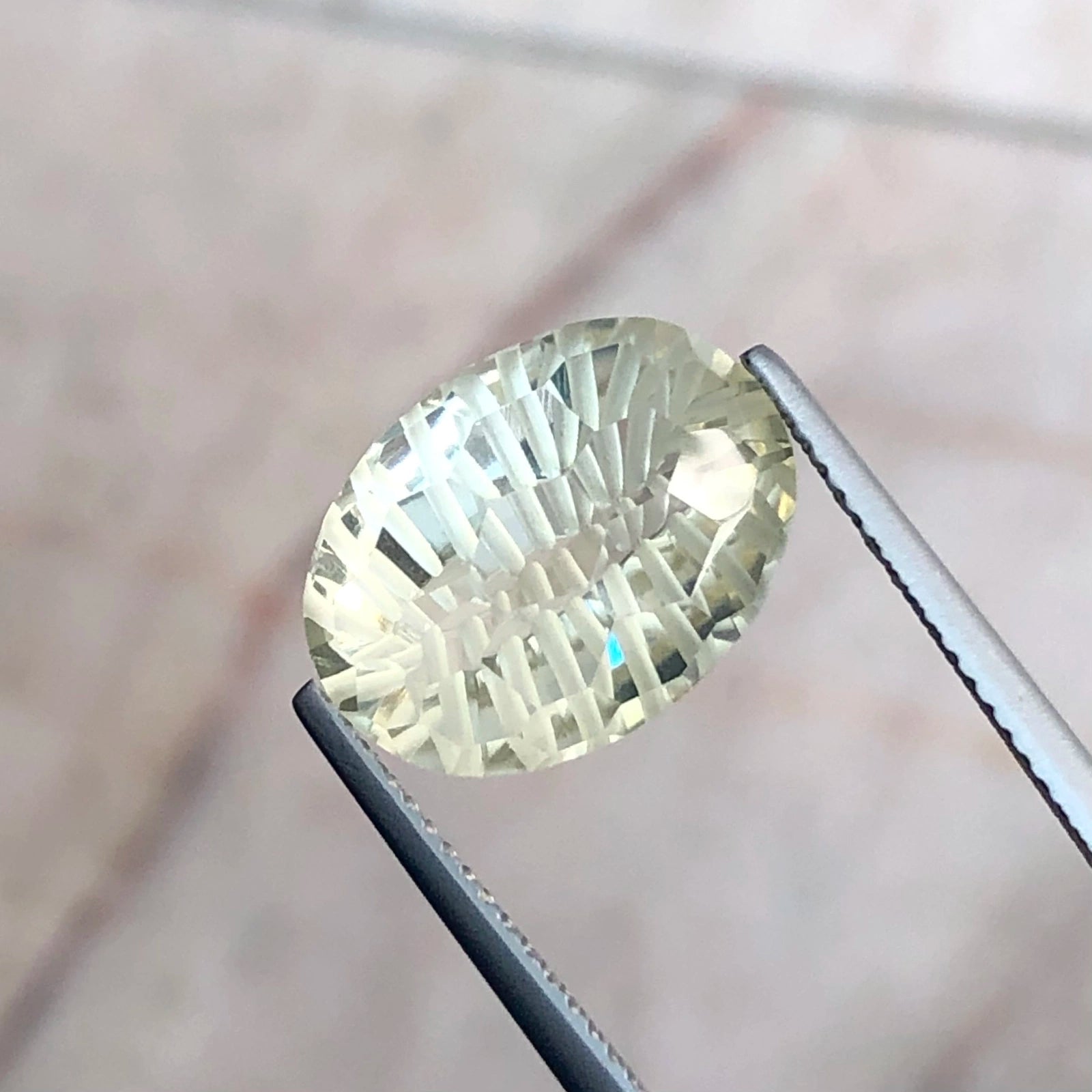 7.95ct Natural Lemon Quartz - Custom Linear Concave Cut - Precision Oval - VS+ (WAV78)
