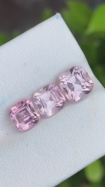 5.26ctw Natural Afghan Tourmaline Trio - 3-Piece Tonal Pink Suite - Precision Faceted (WAV69)