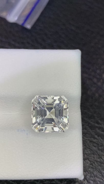 (6.03ct) Natural White Topaz | Eye-Clean Asscher Cut Square | Rare Unheated Sparkle (WAV21)