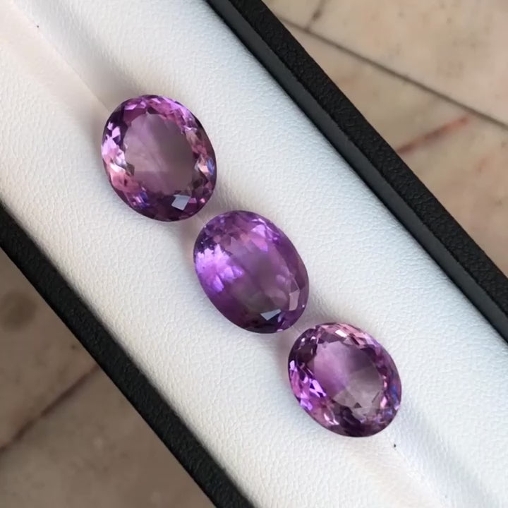 29.45ctw Natural Rwanda Amethyst Lot - 3 Piece Statement Suite - Deep Royal Purple (WAV 79)