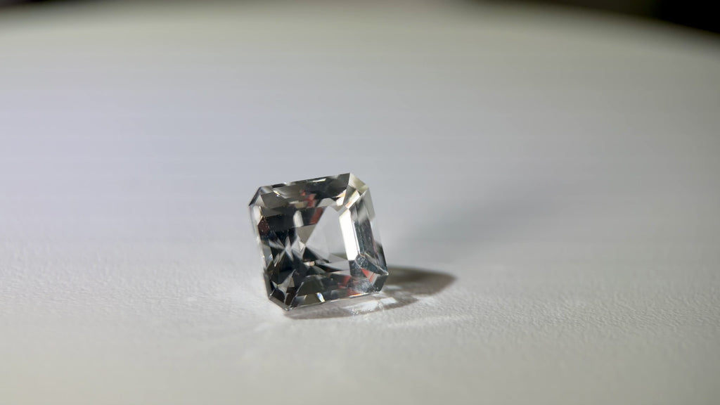 (6.03ct) Natural White Topaz | Eye-Clean Asscher Cut Square | Rare Unheated Sparkle (WAV21)