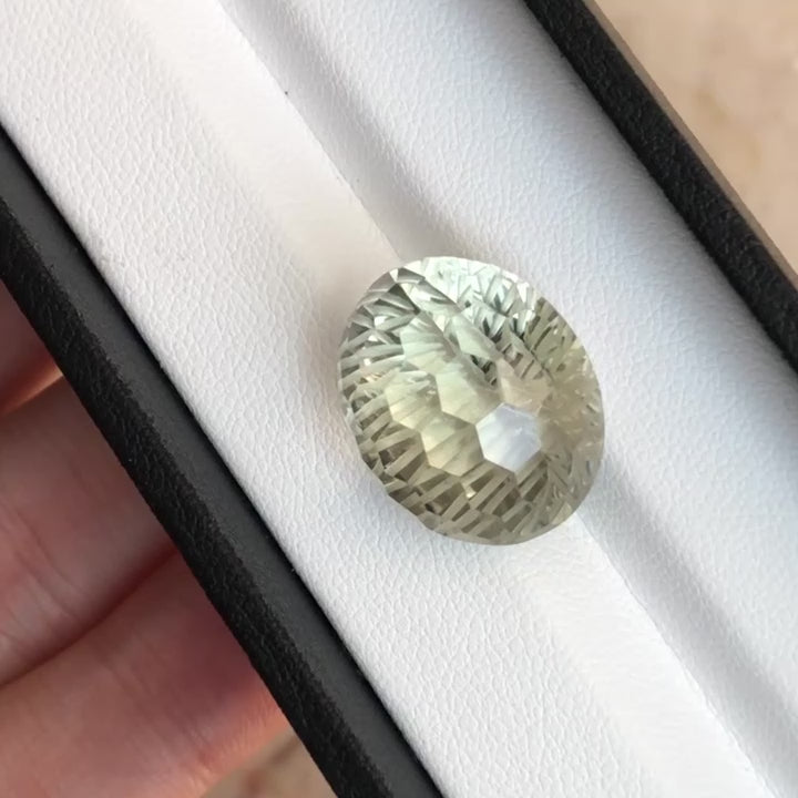 25.60ct Natural Lemon Quartz - Custom Kaleidoscope Oval - Massive Precision Cut - VS+ (WAV 75)