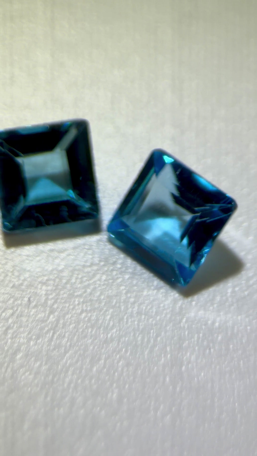 (2.35ct) Natural Swiss Blue Topaz - Precision Square Princess Cut (PAIR) - Vivid Electric Blue Gem (WAV41)