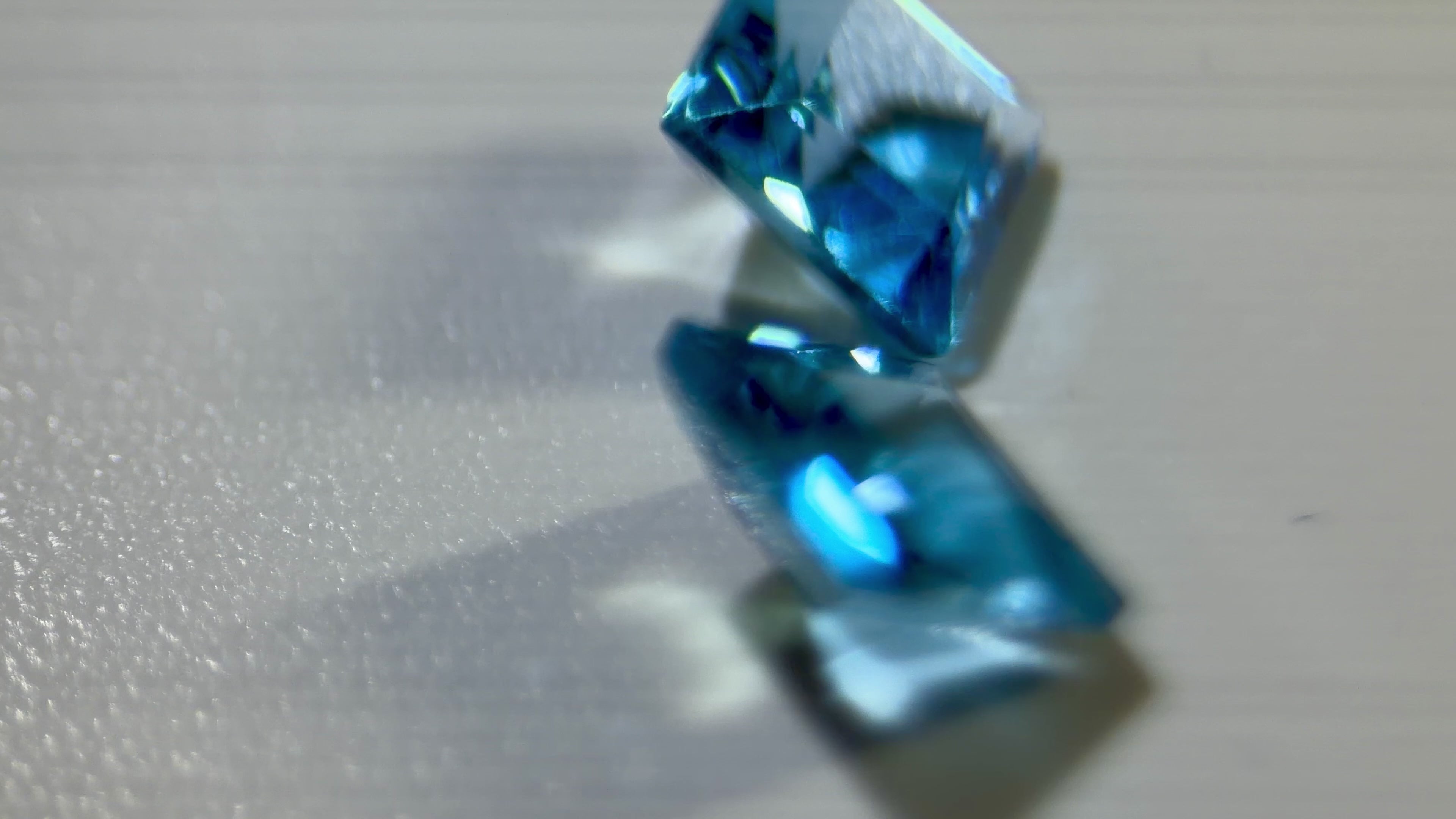 (2.35ct) Natural Swiss Blue Topaz - Precision Square Princess Cut (PAIR) - Vivid Electric Blue Gem (WAV41)