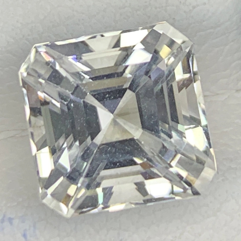 (6.03ct) Natural White Topaz | Eye-Clean Asscher Cut Square | Rare Unheated Sparkle (WAV21)