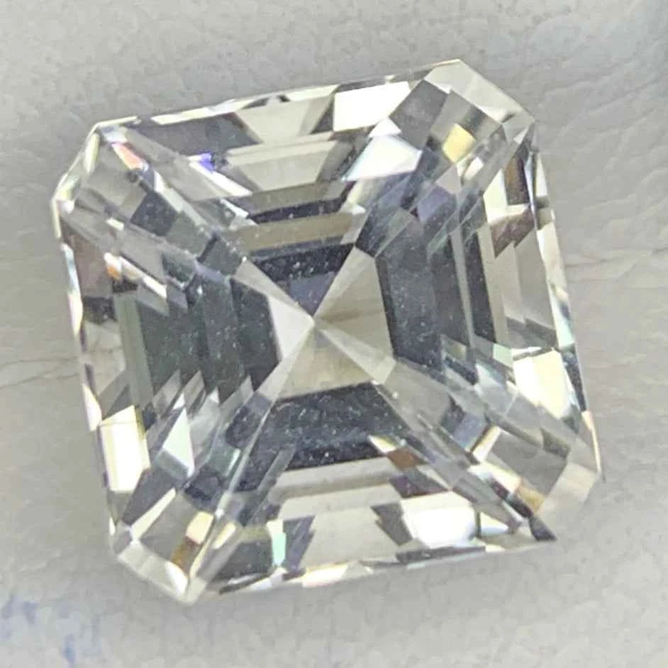 (6.03ct) Natural White Topaz | Eye-Clean Asscher Cut Square | Rare Unheated Sparkle (WAV21)