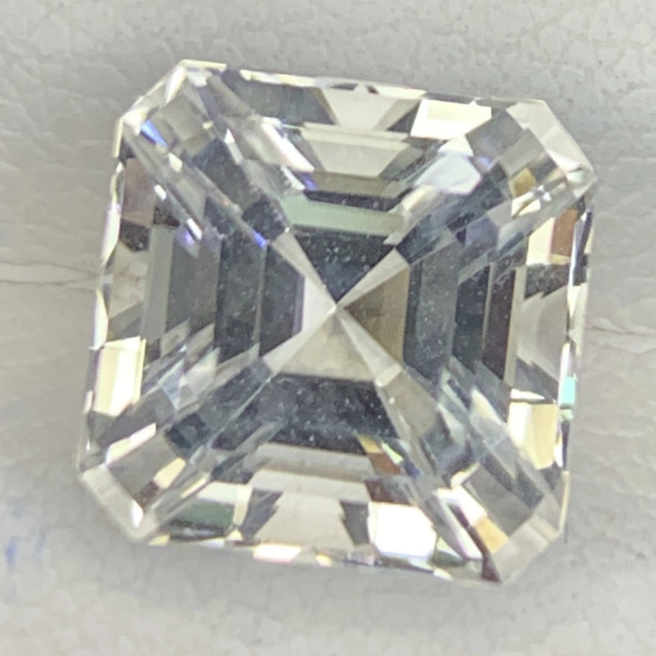 (6.03ct) Natural White Topaz | Eye-Clean Asscher Cut Square | Rare Unheated Sparkle (WAV21)
